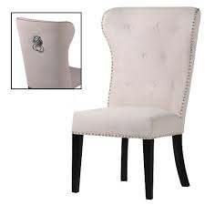 Beige Lion S Head Ring Back Studded Dining Chair Coa Sjt026 299 00 Dining Chairs High Back Dining Chairs Cream Dining Chairs