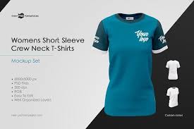 It includes realistic mockups and flat designs in different angles from frontal to perspective and isometric views. Womens Crew Neck T Shirts Mockup Set Shirt Mockup Tshirt Mockup Clothing Mockup