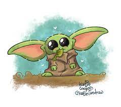 The Mandalorian And The Child Aka Baby Yoda Star Wars By Katie Cook Star Wars Cartoon Star Wars Yoda Yoda Art