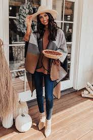 Rooftop Kisses Color Block Poncho Warm Outfits Stylish Ponchos Winter Fashion Outfits