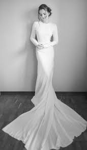 Minimalist Crepe Wedding Dress Long Sleeve Mermaid Bridal Etsy Wedding Dresses Satin Minimalist Wedding Dresses Bridal Gowns Mermaid
