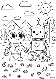Robot friends - Robot Coloring Pages