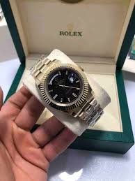 Rolex Day Date Siyah Tasli Kadran Gold Celik Rolex Rolex Saatler Luks Saat