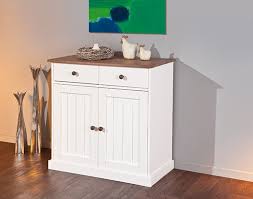 Avec 2 portes et 1 grande niche. Bahut 2 Portes 2 Tiroirs Westerland Blanc Brun