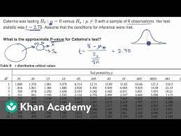 Scientists and statisticians use large tables of values to calculate the p value for their. Using A Table To Estimate P Value From T Statistic Video Khan Academy