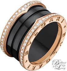 Brilliant Luxury Bvlgari B Zero1 4 Band Ring In 18 Kt Rose Gold And Black Ceramic With Pave Di Black Gold Ring Mens Gold Diamond Rings Pink Gold Diamond Ring
