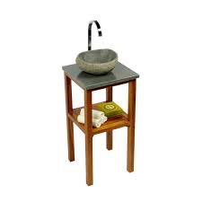 Beispiele für badplanung mit waschtisch design von neutra. Teak Holz Waschtisch Smini Inkl Flusssteinplatte 40x40x80cm Kaufen
