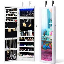 Storage cabinet is special for storage things, so storage cabinets are strong in holding. Titan Mall Jewelry Organizer 6 Leds Jewelry Cabinet With Mirror Lockable Wall Door Mounted Jewelry Armoire Organizer With Full Length Mirror White Amazon In Jewellery