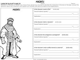 Macbeth Character Analysis Graphic Organizers William Shakespeare