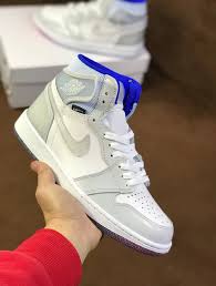Air Jordan 1 Retro High Zoom White Racer Blue Ck6637 104 In 2020 Nike Shoes Blue Nike Shoes Women Fashion White Nike Shoes