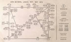 this paper map shows the extent of the entire internet in 1973