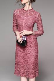 Dusty Rose Lace Dress Pakaian Wanita Wanita Gaun