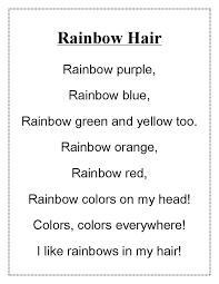 Rainbow Hair Poem Google Search Kindergarten Poems Kids Poems Rainbow Poem
