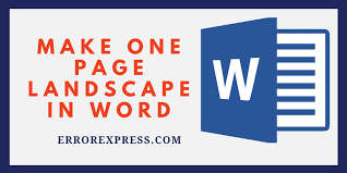 In the page setup dialog box, select the margins tab. How Do I Make One Page Landscape In Word Error Express