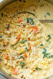 Creamy Chicken Soup With Pasta And Spinach Chicken Pasta Soup Recipe Pasta Soup Recipes Creamy Chicken Soup Recipe