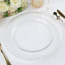 Clear beaded charger plates that provide luxury and match buyers' needs are available on alibaba.com, hence the wide range of materials used in manufacturing. 8 Pack 12 Round Clear Beaded Rim Glass Charger Plates Charger Plates Wedding Glass Charger Plates Glass Charger