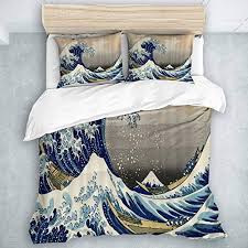 Couette tres chaude pas cher. Suheti La Grande Vague Japonaise Hokusai Peignant Sous Une Vague Au Large De Kanagawahousse De Couette En Microfib Vague Japonaise Housse De Couette Lit Design