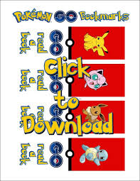 Pokemon Go Lunch Bookmark Printable Download Pokemon Bookmark Pokemon Printables Valentines Bookmarks