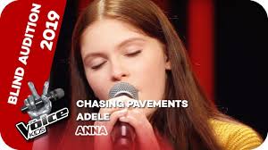 Welche großartige stimme verbirgt sich hinter dem vorhang? Adele Chasing Pavements Anna Blind Auditions The Voice Kids 2019 Sat 1 Youtube
