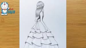 See more ideas about drawings, art drawings, sketches. Easy Back Side Drawing Of A Girl How To Draw A Girl With Beautiful Dress Pencil Sketch Youtube