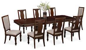 Dining Room Furniture Vienna Dining Table 6 Side Chairs And 2 Upholstered Side Chairs Merlot Upholstered Dining Chairs Dining Room Seating Dining Table