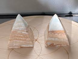 Buy 2x Small Caribbean Blue Calcite Pyramids Online in India