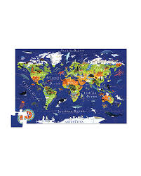 Made of durable 2mm chipboard, enclosed in a reinforced packaging box to protect when not in use, for a long lasting and reusable world puzzle map for kids learning, that can be used for years and generations. Crocodile Creek Rounded Box Puzzle 60 Pieces World Map And Animals Unisex Bambini