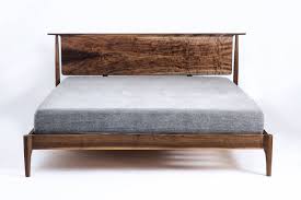 Modern Bed Walnut Bed Solid Wood Bed Platform Bed Mid Etsy Bed Frame And Headboard Modern Platform Bed Minimalist Bedroom Furniture