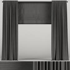 Dark Curtains With Roman Blinds 3d Model In 2020 Roman Curtains Dark Curtains Roman Blinds