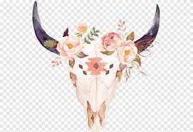 Maybe you would like to learn more about one of these? Bull Skull With Headpiece Illustration Cattle Watercolor Painting Bull Skull Flower Longhorn Flower Arranging Animals Png Pngegg