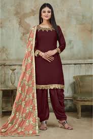 6498 burgundy ~ maroon ~ wine color fashion long length zoot 1940s men's suits style for sale ~ pachuco men's suit perfect for wedding 38'inch long jacket with covered button. Satin Gota Patti Work Patiala Suit In Maroon Colour