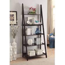 The ladder has shallow shelves at the top and deeper shelves at the bottom, and it leans and secures to the wall. Pin On Displays
