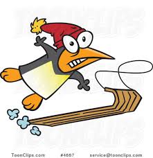 Penguin clipart angry fat penguin cartoon. Cartoon Sledding Penguin 4667 By Ron Leishman