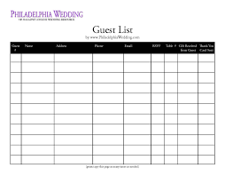 Wedding Guest List Template Wedding Guest List
