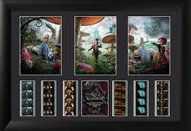 Wooden frame, containing one 35 mm film cell, taken from a movie reel of the hobbit: Alice In Wonderland All Characters Triple Frame Film Cell Stargate Cinema