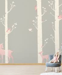 Foresta Dei Sogni Rosa Veneziano Baby Interior Design Wallpaper Camera Bambini Pareti Camerette Chic Carta Da Parati Per Bambini