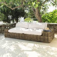 Canape 3 4 Places En Rotin Et Tissu Ivoire Maisons Du Monde Veranda Mobel Outdoor Sofa Gartensofa