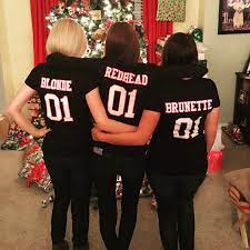 Best Friends Trio Redhead Blonde Brunette Three Cute Besties Bestie Shirts Best Friend Outfits Blonde And Brunette Best Friends