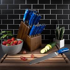 Cerulean" 16-Piece Japanese Knife Block Set
