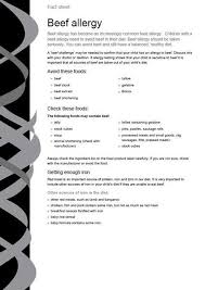 Beef Allergy Fact Sheet This Site Has Excellent Fact Sheets For Beef Eggs Cow S Milk E Allergy Awareness Food Allergies Awareness Allergy Friendly Recipes
