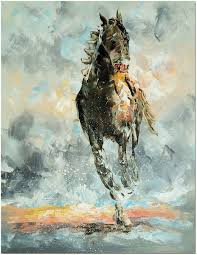 Running Horse Art Signed Hand Painted Modern Palette Knife Etsy In 2021 Horse Painting Horse Art Abstract Horse