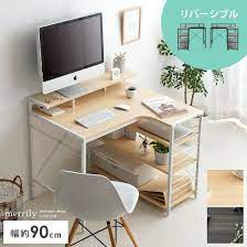 楽天市場 パソコンデスク l字型 90cm おしゃれ 机 pcデスク ワークデスク コーナーデスク ゲーミングデスク オフィスデスク 学習机 勉強机 作業机 シンプル 北欧 収納 棚付き ラック付き ディスプレイ棚付き l字デスク 90cm幅 merrily メラリー デスク単体販売