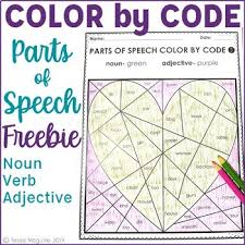 Parts of speech beginner color the parts of speech using the color key: Parts Of Speech Color By Codes Freebie Grammar Coloring Pages Tpt
