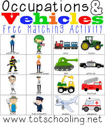 Occupations Vehicles Matching Activity Transportation Preschool Transportation Activities Community Helpers Preschool