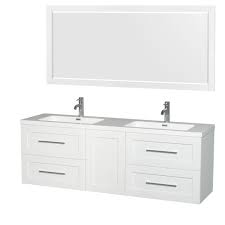 A double vanity never fails to add a sense of luxury to a bathroom. Olivia 72 Inch Double Bathroom Vanity In Glossy White Acrylic Resin Countertop Integrated Sinks And 70 Inch Mirror Housfair