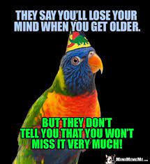Party Parrot They Say You Ll Lose Your Mind When You Get Older But They Don T Tell You That You Won Birthday Jokes Happy Birthday Funny Funny Birthday Jokes