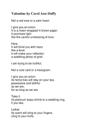 Valentine By Carol Ann Duffy Carol Ann Duffy Carol Ann Modern Poetry