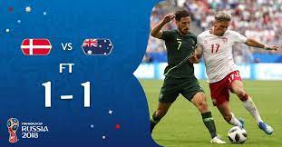 Estado terminado • tempo de jogo 90' • tempo extra + 2' •. Dinamarca 1 1 Australia Mundial Rusia 2018 Grupo C Fifa World Cup