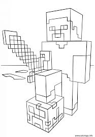 Coloriage Minecraft Steve With Diamond Sword A Imprimer En 2020 Coloriage Minecraft Coloriage Minecraft Imprimable