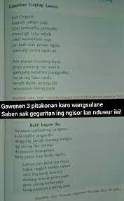 Feb 09, 2018 · geguritan ana loro yakuwe geguritan gagrag anyar lan geguritan gagrag lawas. Tolong Dibantu Jawab Kk Jawab Cepat Sekarang Jangan Asal Jawab Brainly Co Id